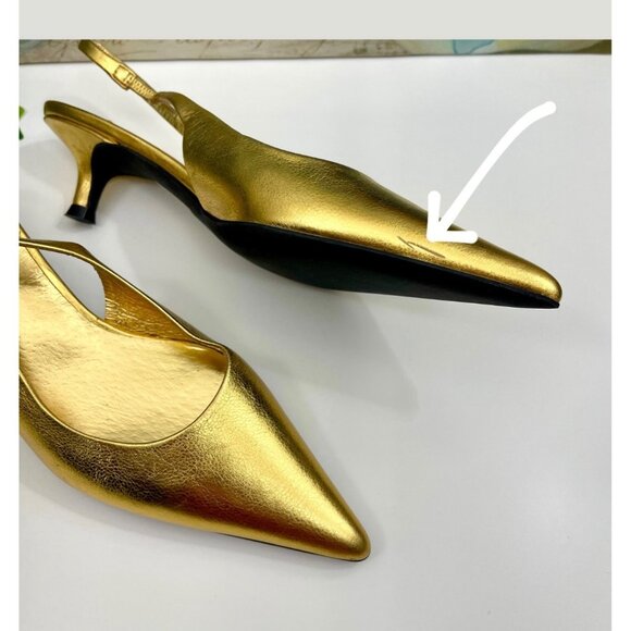 Jeffrey Campbell Persona Pointed Toe Slingback Pump In Gold 6 - Picture 13 of 16